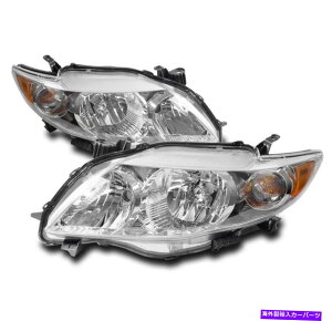 USwbhCg 09-10g^J[փwbhCgwbhvvN[AZuZbg For 09-10 Toyota Corolla Replacement Headlight Headlamp Lamp Chrome Assembly Set