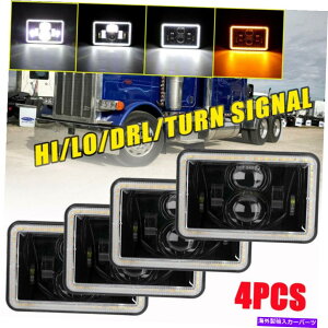 US�w�b�h���C�g 4×4×6 LED�w�b�h���C�gDRL�V�g�̖ڂ̓P�����[�XT400 T800 W900�̂��߂̐M�� 4X 4x6 LED Headlights DRL Angel Eyes Turn Signal for Kenworth T400 T800 W900�y���s�A���i�z