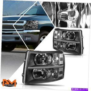 USwbhCg 07-14V{[SilveradowbhCg/vubNZNAR[i[ For 07-14 Chevy Silverado Headlight/Lamps Replacement Black Housing Clear Corner
