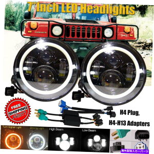 USwbhCg Hummer H1 H2 H3 H3T 7 "LED Halo Angel EyewbhCgH4-H13 DRL H / LOr[v For Hummer H1 H2 H3 H3T 7"LED Halo Angel Eye Headlight H4-H13 DRL H/Lo Beam Lamp