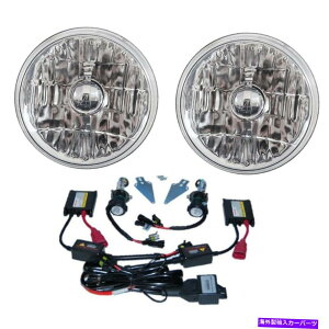 US�w�b�h���C�g 5-3 / 4�N���X�^���N���A�K���X�w�b�h���C�g���^���w�b�h�����v6K 6000K HID�d���y�A 5-3/4 Crystal Clear Glass Headlight Metal Headlamp 6K 6000K HID Light Bulbs Pair�y���s�A���i�z
