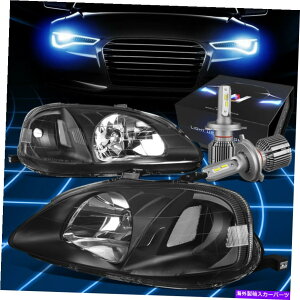 USwbhCg FIT 1999-2000z_VrbNEK^CvRbNwbhCgW / LEDLbg+N[t@ubN Fit 1999-2000 Honda Civic EK Type-R Look Headlights W/LED Kit+Cool Fan Black