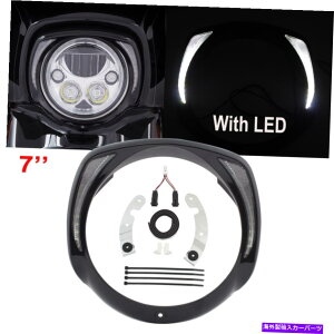 USwbhCg 7'motorcyclẽwbhCgO}Egw / LEDubÑn[[Xg[gOCh2014Abv 7''Motorcycle Headlight Ring Mount W/ LED Black for Harley Street Glide 2014 up