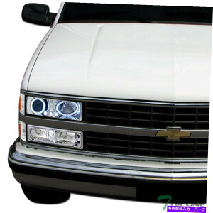 USwbhCg 94-00 Chevy C10 C C / K Silverado LED HalovWFN^[̃wbhCg - Chrome Topline For 94-00 Chevy C10 C/K Silverado LED Halo Projector Headlights - Chrome