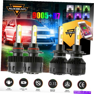 US�w�b�h���C�g AUXBeam H7 + 9005 LED�w�b�h���C�g�d���L�b�gBluetooth�A�v������RGB����ɂ��̓��[�r�[��B5 AUXBEAM H7+9005 LED Headlight Bulb Kit bluetooth APP Control RGB Hi low Beam B5
