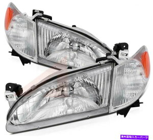 USwbhCg 1998N2000Ñg^J[̃wbhCgN[Z̃CgvR[i[yA For 1998-2000 Toyota Corolla Headlights Chrome Housing Light Lamps Corner Pair