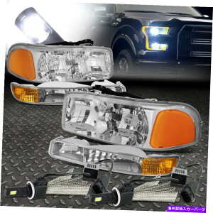 USwbhCg N[nEWOwbhCg+ߐF̃Cg+ 99-06 GMCVĜ߂6000K̔LEDVXe CHROME HOUSING HEADLIGHT+AMBER LIGHT+6000K WHITE LED SYSTEM FOR 99-06 GMC SIERRA