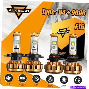 USwbhCg AuxbeamR{H4 + 9006 LEDwbhCgdLbg6000Kɂ̓[r[̃tHOvF16 AUXBEAM Combo H4+9006 LED Headlight Bulbs Kit 6000K Hi Low Beam Fog Lights F16