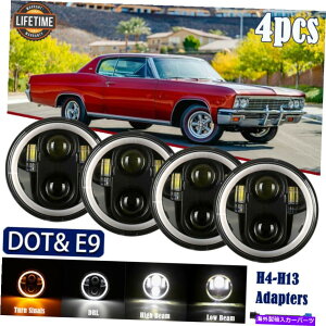 USwbhCg 4s[X5 3/4 5.75 "EhLEDwbhCgHI / LOr[vWFN^[^[Salins DRL 4Pcs 5 3/4 5.75" Round LED Headlights HI/LO Beam Projector Turn Sinals DRL