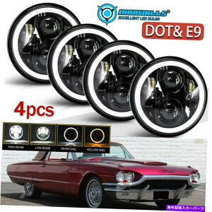 US�w�b�h���C�g 5.75 5-3 / 4�u���b�NLED�w�b�h���C�g�t�H�[�h�T���_�[�o�[�h�g���m�̂��߂̐M�����C�g 5.75 5-3/4 Black LED Headlights turn signal light for Ford Thunderbird Torino�y���s�A���i�z