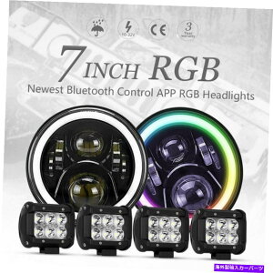 USwbhCg yA7 '' LEDwbhCgDRL Lights Halo RGB w / 4 "Jeep Wrangler JK TJ LĴ߂̃|bh Pair 7'' LED Headlights DRL Lights Halo RGB w/4" Pods For JEEP Wrangler JK TJ LJ