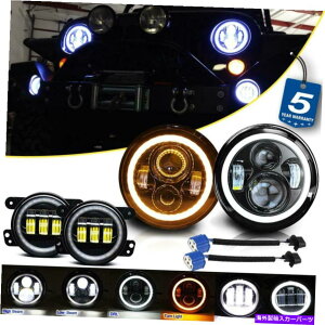 USwbhCg W[vEO[JK 4PCS 7uLEDwbhCg+ 4vtHOvDRL^[GWFAC For Jeep Wrangler JK 4Pcs 7" LED Headlights + 4" Fog Lights DRL Turn Angel Eyes