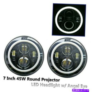 USwbhCg 2×7 45WEhN[LEDvWFN^[GWFACwbhCgW[vO[TJ JK CJ8 2 x 7 45W Round CREE LED Projector Angel Eye Headlight Jeep Wrangler TJ JK CJ8