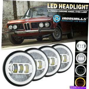 USwbhCg 4{5.75 "NLEDwbhCgDRL^[MAngel̖ڂ1969N1988NBMW 4X 5.75" Chrome LED Headlights DRL Turn Signal Angel Eyes For 1969-1988 BMW Car