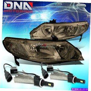 USwbhCg nEWONAR[i[wbhCg+ 6000K 9006 LEDdtBbg06-11VrbNZ_ SMOKE HOUSING CLEAR CORNER HEADLIGHT+6000K 9006 LED BULB FIT 06-11 CIVIC SEDAN