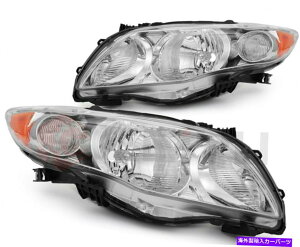 USwbhCg 2009-2010g^J[wbhCgvAZuNOʃyA Fits 2009-2010 Toyota Corolla Headlights Lamps Assembly Chrome Front Sides Pair