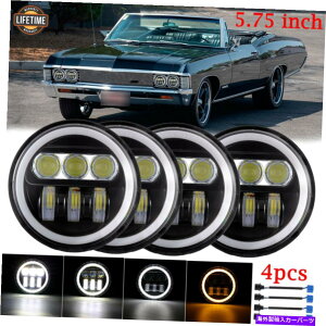 USwbhCg 4PCS 5.75 "5-3 / 4" LEDvWFN^[wbhCg̃V{[RxbgCp̐M 4PCS 5.75" 5-3/4" LED Projector Headlight Turn Signals For Chevy Corvette Impala
