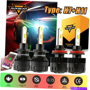 US�w�b�h���C�g AUXBeam H7 + H11����LED�w�b�h���C�g�d���L�b�gHI / LO�r�[�����t�H�O���C�gRGB DRL F-B5 AUXBEAM H7+H11 Ambient LED Headlights Bulb Kit Hi/Lo Beam&Fog Light RGB DRL F-B5�y���s�A���i�z