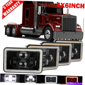 US�w�b�h���C�g �P�����[�XT400 T800 W900�p4�s�[�X4×6 �C���`LED�w�b�h���C�g�n�C���[���[DRL�V�g�̖� 4Pcs 4x6inch LED Headlights High-Low DRL Angel Eyes for Kenworth T400 T800 W900�y���s�A���i�z