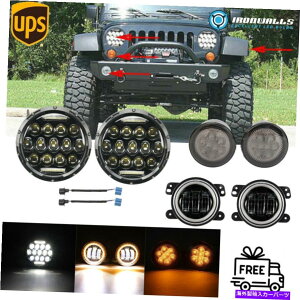 USwbhCg W[vO[JK 7C`LEDwbhCgtHO^[MCgR{Lbg Fits Jeep Wrangler JK 7inch LED Headlights Fog Turn Signal Lights Combo Kit