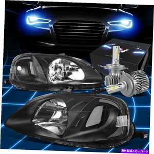 USwbhCg FIT 1999-2000z_VrbNEK^CvRbNwbhCgW / LEDLbgXX^CubN Fit 1999-2000 Honda Civic Ek Type-R Look Headlights W/LED Kit Slim Style Black