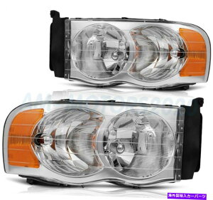 USwbhCg 2002-2005̂߂̃wbhCgAZuDodge RAM 1500 2500 3500 3500NAN[1yA Headlights Assembly For 2002-2005 Dodge Ram 1500 2500 3500 Clear Chrome One Pair