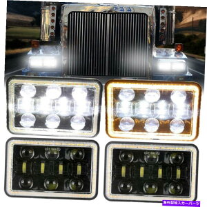 USwbhCg FreightLiner FLD 120 112̂߂4pc 4x6 "LEDwbhCgꂽHI / LOr[tHOCg120 112 4PC 4x6" LED Headlights Sealed Hi/Lo Beam Fog Light For Freightliner FLD 120 112