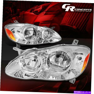 USwbhCg Pair ChromenEWOAmber Corner Headlights LH + RH 03-08g^J[E120 PAIR CHROME HOUSING AMBER CORNER HEADLIGHTS LH+RH FOR 03-08 TOYOTA COROLLA E120