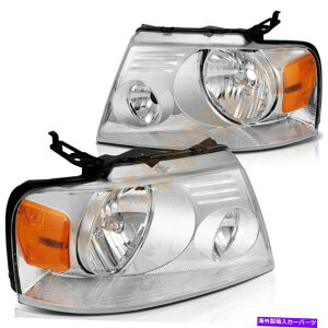 USwbhCg 2004-2008 Ford F-150̏ꍇߐF̊pwbhCg For 2004-2008 Ford F-150 Replace Amber Corner Headlights Chrome Housing One Pair