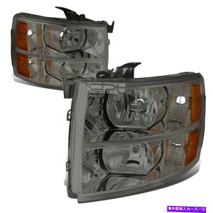 USwbhCg tBbg2007-2014V{[Vo[h[yAinEWOnEWOߑwbhCg/vZbg Fit 2007-2014 Chevy Silverado Pair Smoked Housing Amber Side Headlight/Lamp Set