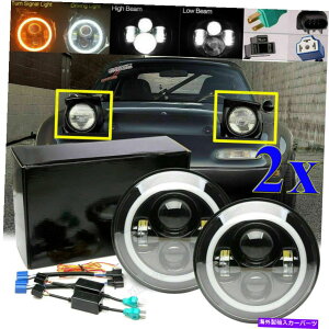 USwbhCg LED Halo HI / LOr[wbhCgߐF̃NX^H4 7 "^[܂.Mazda Miata MX5 MX-5 LED HALO Hi/Lo Beam Headlights Turn Amber Crystal H4 7" for Mazda Miata MX5 MX-5