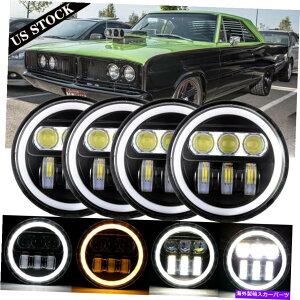 USwbhCg 4PCS 5.75 "5-3 / 4EhLEDwbhCgDRLVg̖ڃvWFN^[Hi-Lo Beam H4hbg 4PCS 5.75" 5-3/4 Round LED Headlights DRL Angel Eyes Projector Hi-Lo Beam H4 DOT