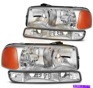 USwbhCg tBbg1999-2006 GMCVGRNX^tgwbhCg+op[MCg Fits 1999-2006 GMC Sierra Yukon Crystal Front Headlights + Bumper Signal Lights