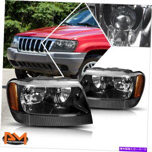 US�w�b�h���C�g 99-04�W�[�v�O�����h�`�F���L�[WJ�u���b�N�n�E�W���O�w�b�h���C�g�A���o�[�T�C�h�R�[�i�[�����v For 99-04 Jeep Grand Cherokee WJ Black Housing Headlight Amber Side Corner Lamp�y���s�A���i�z
