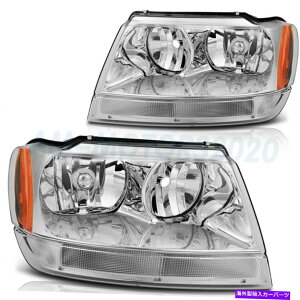 USwbhCg tBbc1999-2004W[vOh`FL[tgNAwbhCgv̌yA Fits 1999-2004 Jeep Grand Cherokee Front Clear Headlights Lamps Replacement Pair