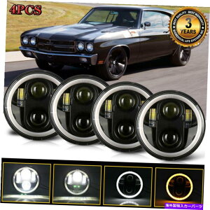 USwbhCg DOT 4PCS 5 3/4 5.75C`EhLEDwbhCgHI / LO DRL^[MvWFN^[H4 DOT 4PCS 5 3/4 5.75 INCH Round LED Headlights HI/LO DRL Turn Signal Projector H4