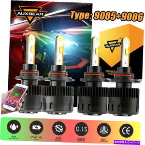 USwbhCg AuxBeamR{9005 + 9006 LEDwbhCg̓dLbgBluetoothAvRGB HI LOr[B5 AUXBEAM Combo 9005+9006 LED Headlight Bulbs Kit bluetooth APP RGB Hi Lo Beam B5