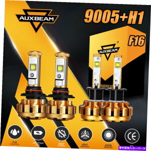 USwbhCg AUXBeam 140W 9005 + H1 6000KR{LEDwbhCg̓dLbg7000LMɂ̓[r[F16 AUXBEAM 140W 9005+H1 6000K Combo LED Headlight Bulbs Kit 7000lm Hi Low Beams F16