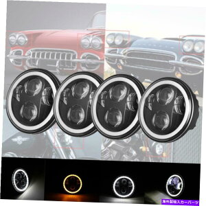 US�w�b�h���C�g 4PC LED�w�b�h���C�g5.75 �V�{���[�R���x�b�g�̃����O�C�G���[Peterbilt 359 2035 4pc LED Headlights 5.75 Ring Yellow for Chevy Corvette Peterbilt 359 2035�y���s�A���i�z