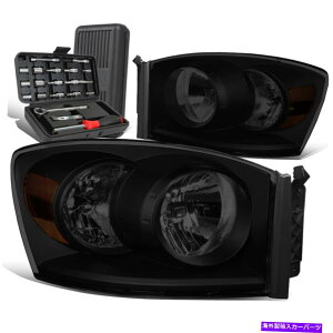 US�w�b�h���C�g 2006-2009 Dodge RAM 1500 2500 2500�F�����n�E�W���O���ߑ��w�b�h���C�g+�c�[���{�b�N�X For 2006-2009 Dodge Ram 1500 2500 Tinted Housing Amber Side Headlights+Tool Box�y���s�A���i�z