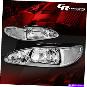 US�w�b�h���C�g �y�A�N���[���n�E�W���O�N���A�R�[�i�[�w�b�h���C�g/�����vLH + RH�p97-02�t�H�[�h�G�X�R�[�g4DR PAIR CHROME HOUSING CLEAR CORNER HEADLIGHT/LAMPS LH+RH FOR 97-02 FORD ESCORT 4DR