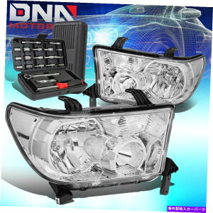 USwbhCg 2007 - 2013Ng^ZRCAchOEX^CwbhCgv+c[N[NA FOR 2007-2013 TOYOTA SEQUOIA TUNDRA OE STYLE HEADLIGHT LAMPS+TOOLS CHROME CLEAR