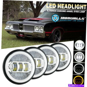 USwbhCg 4{5.75 "NLEDwbhCgDRL^[VOiGWF̖ڂ1958-75 oldsmobile 4X 5.75" Chrome LED Headlights DRL Turn Signal Angel Eyes For 1958-75 Oldsmobile