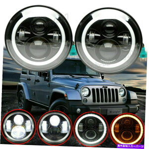 US�w�b�h���C�g 7 �N���[�ۃ��E���hLED�w�b�h���C�g�n���[�A���O���̖ڂ́AJK LJ TJ 7 Cree Round LED Headlights Halo Angle Eyes For Jeep 97-2017 Wrangler JK LJ TJ