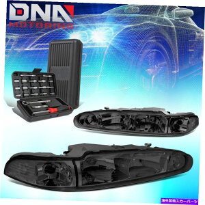 USwbhCg 1998N2002Noldsmobile intigueyA̋inEWO̓wbhCg+c[ FOR 1998-2002 OLDSMOBILE INTRIGUE PAIR SMOKED HOUSING CLEAR SIDE HEADLIGHT+TOOLS