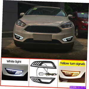 US�w�b�h���C�g �t�H�[�h�t�H�[�J�XDRL LED�̒��Ԃ̑��s������]�M�����t���Ă���I�������v For Ford Focus DRL LED Daytime Running Lights Daylight Fog Lamp With Turn Signal�y���s�A���i�z