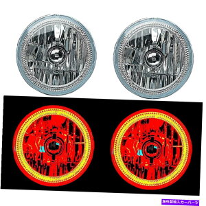 USwbhCg 7 "Ԃ䎲LEDn[GWFACH4wbhvwbhCgnQ60WdyA 7" Red COB LED Halo Angel Eye H4 Headlamp Headlight Halogen 60w Light Bulb Pair