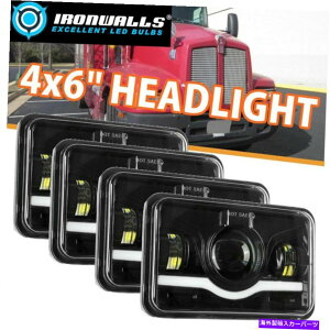 USwbhCg 4s[X4×6 "LEDwbhCgPeterBilt Kenworth T600 / T800 / W900pHi-Lo DRL𖧕܂ 4PCS 4x6" LED Headlights Sealed Hi-Lo DRL For Peterbilt Kenworth T600/T800/W900