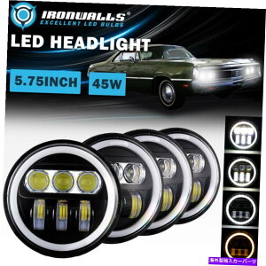 US�w�b�h���C�g 1958-78 Chrysler Newport New-Yorker 4PCS 5.75 LED�w�b�h���C�g�G���W�F���A�C�����O For 1958-78 Chrysler Newport New-Yorker 4Pcs 5.75 LED Headlights Angel Eye Ring