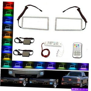US�w�b�h���C�g 07-13 Chevy Silverado�}���`�J���[�ύXLED RGB�t�H�O���C�g�n���[�����OM7�Z�b�g 07-13 Chevy Silverado Multi-Color Changing LED RGB Fog Light Halo Ring M7 Set